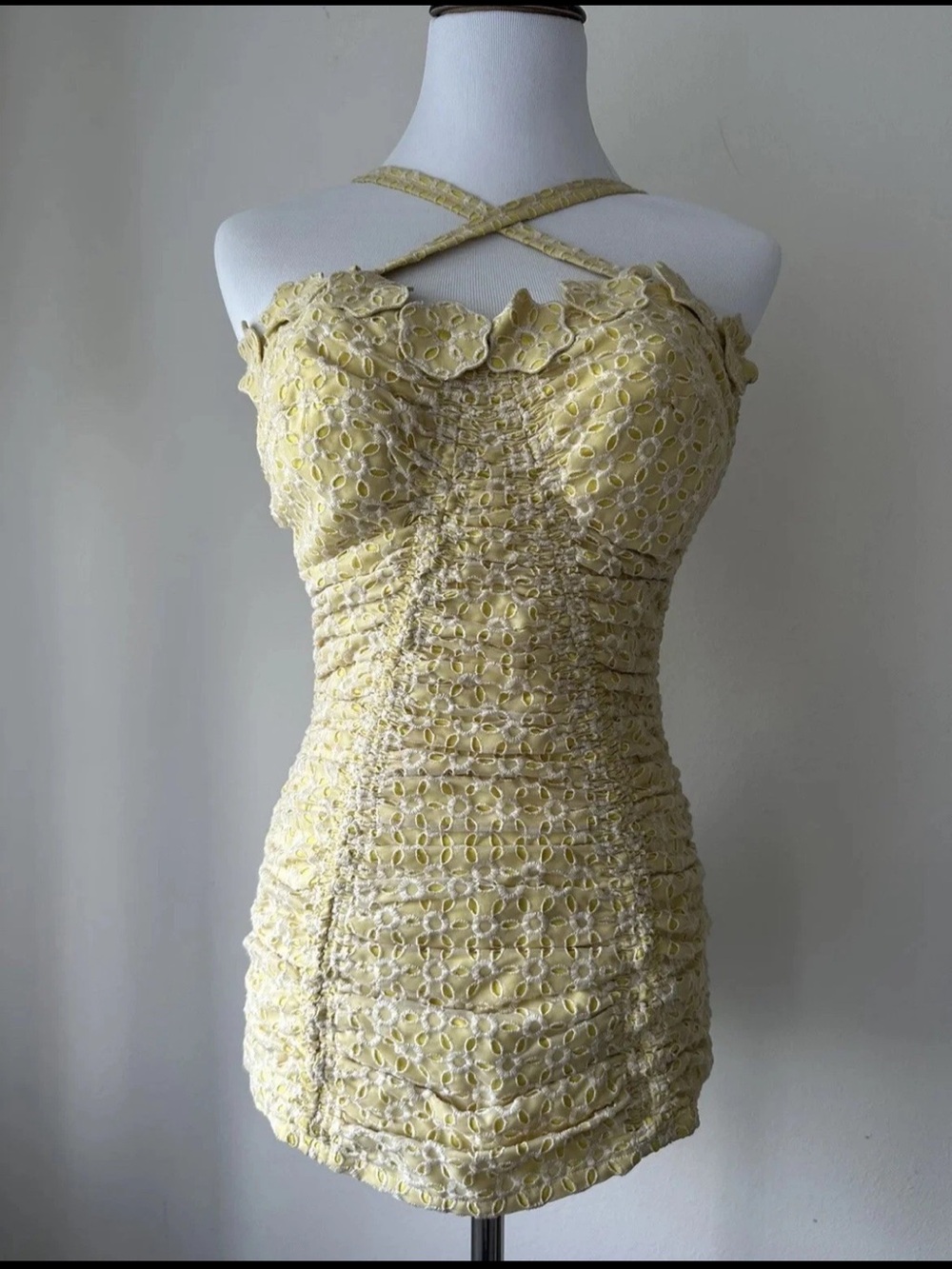 Vintage DeWeese of California yellow lace swimsuit 1950s 1940s